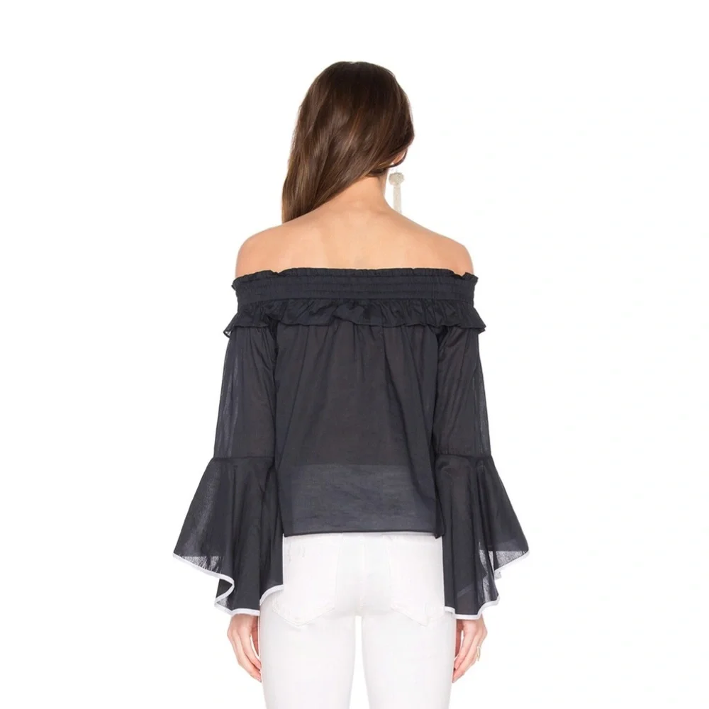 MISA Los Angeles Loris Off-the-Shoulder Top in Dark Blue - Picture 11 of 12
